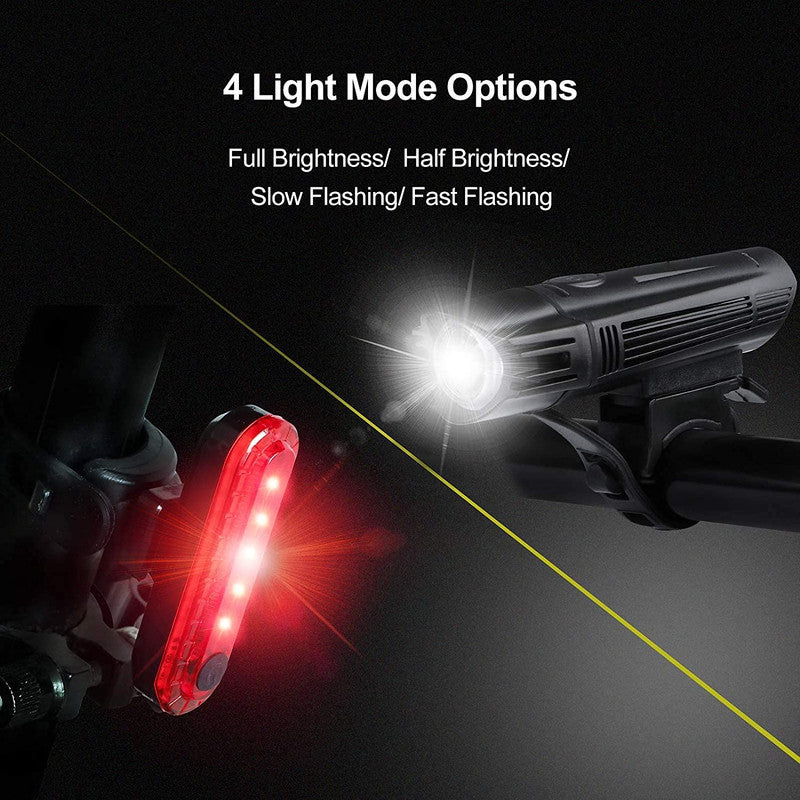 VIKUS Waterproof Rechargeable LED Bike Lights Set (2000mah Lithium