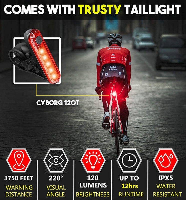VIKUS Waterproof Rechargeable LED Bike Lights Set (2000mah Lithium